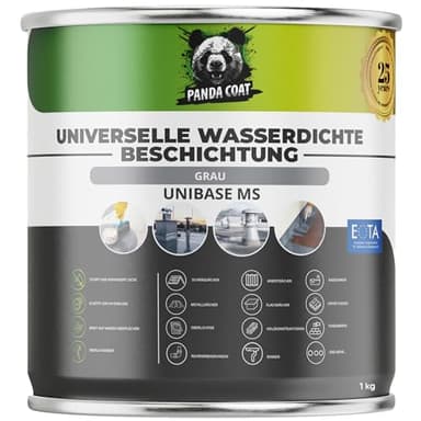 PandaCoat Wasserdichte Dichtmasse – Flüssigkunststoff Abdichtung – Bitumen Dichtmasse – Dachrinne abdichten – Flachdachabdichtung – Beton, Metall & Holz Dichtschlämme – Dachabdichtung flüssig (1 kg)