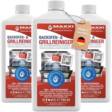MAXXI CLEAN | Backofen- & Grillreiniger extra stark | 3x 750 ml Gel Paste | selbstarbeitender Reiniger und Fettlöser | für, Herdplatte & Grill | löst Verkrustungen ohne Aufheizen & Gerüche
