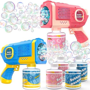 EagleStone 2er Pack Seifenblasenpistole mit bunten LED Lichtern, automatische Seifenblasenmaschine für Kinder und Kleinkinder, Outdoor Spielzeug Geschenk für Hochzeit Geburtstag Ostern