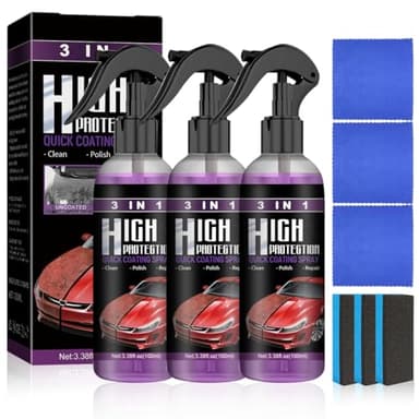 High Protection 3 in 1 Spray, 3 Stück 100 ml 3 in 1 Beschichtungsspray, Hoher Schutz Schnelles Autobeschichtung Spray, Nano Sprays Auto Keramikversiegelung, Car Nano Kratzer Sprays