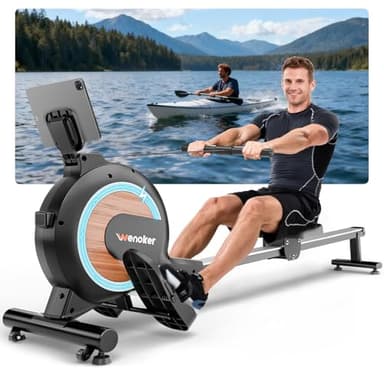 Wenoker Rudergerät mit Magnet-Fitnesstrainer, Rudergerät für Zuhause 32 Stufen Widerstand mit Exklusiver APP, Indoor-Gerät für das Home-Gym, Cardio-Trainingsgerät, 160 kg Kapazität mit LCD-Monitor