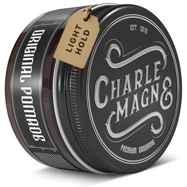 Charlemagne Original Pomade Herren - 100 ml - Wasserbasierte Pomade mit Halt & Glanz - Haarwachs & Haargel Alternative für Barbershop-Styling - Made in Germany (100 g (Pack of 1), Leichter Halt)