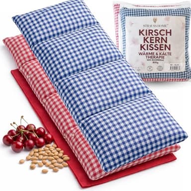 Strauss Home® Kirschkernkissen Mikrowelle, Körnerkissen Mikrowelle, Kirschkernkissen Nacken Schulter, Baumwollstoff 50x20cm (2er Mix)