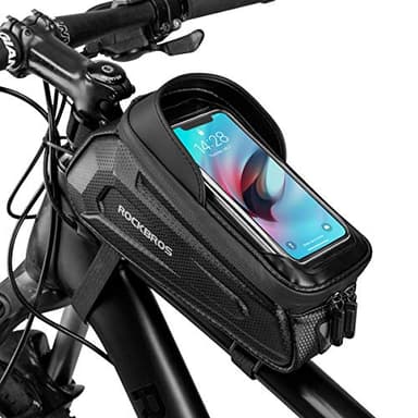 ROCKBROS Fahrrad Rahmentasche Lenkertasche Wasserabweisend Handytasche für Smartphone bis zu 6.8 Zoll mit TPU Sensitivem Touchscreen für Montainbikes, Rennrad, Ebikes