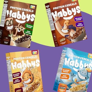 Habbys Protein Cereals - alle 4 Geschmäcker- 4x 210g - Glutenfrei, Vegan, ohne Zuckerzusatz