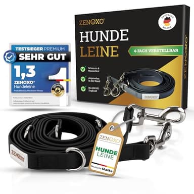 ZENOXO® [3m] Hundeleine | Schmutz- & wasserfest - Für mittlere & große Hunde - 4-Fach verstellbare Laufleine & Umhängeleine