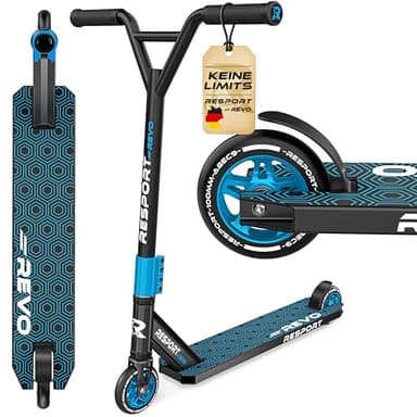 RE:SPORT® Stunt Scooter REVO für Kinder & Erwachsene mit Ständer | Profi Stuntroller 100mm PU Wheels & Y-Bar | Stuntscooter Kickscooter ABEC 9 Kugellager | Tretroller Trickroller (REVO Ice Cold)
