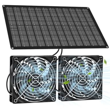 Vankarr Solar Ventilator 15W Solarpanel Ventilator Wetterfest Solar Lüfter mit DC Doppelventilator für Gewächshaus, Hühnerstall, Schuppen, Haustierhaus, Ansaug- oder Abluft