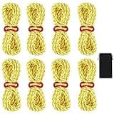 8 Stück Abspannseile Camping, 4MM x 4M Zeltschnur Reflektierend Spannschnur mit Aluminium Seilspanner Spannseile Leuchtend Sturmband für Zelt Camping Wandern (Gelb)