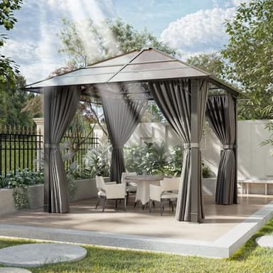 Devoko Pavillon 3x3 Wasserdicht Stabil Winterfest,Aluminium Gartenpavillon,Pavillon mit Festem Dach Protection UV,Geeignet für Außenszenen,Grau