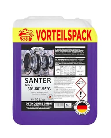 Lorito Santer Black 225 Waschmittel für schwarze Wäsche 10L - Flüssig-Waschmittel für kraftvolle Wäschepflege, Erhält die Farbintensität, Bis zu 333 Waschladungen