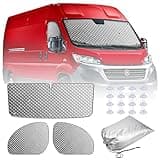 MaxEarn 3 STK Sonnenschutz Thermomatten passend für FIAT Ducato ab 2006, Auto Interne Frontscheibenabdeckung, Fahrerhaus Sonnenblende für Verdunkelung, Wärmeisolierung und Privatsphäre