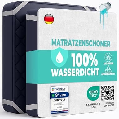 Matratzenschoner 180x200 cm wasserdichte Matratzenauflage aus Baumwolle Nässeschutz Inkontinenzunterlage Matratzenbezüg Atmungsaktive Anti-Allergie und Anti Milben für Bett und Matratze Waschbar