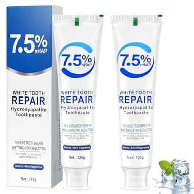 AOOSU Hydroxylapatit Zahnpasta, 2 Stück Fluoridfreie Zahnpasta Hydroxylapatit Toothpaste Whitening, Schutz des Zahnschmelzes und Stärkung der Zähne, für Aufhellung und Empfindliche Zähne