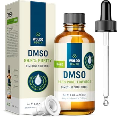 WoldoHealth DMSO 99,9% Reinheit Dimethylsulfoxid 100ml - pharmazeutische Qualität, mit Pipette & Tropfverschluss, geruchsarm