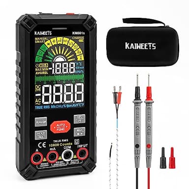 KAIWEETS Multimeter mit 10000 Zählungen, Wiederaufladbares Digitalmultimeter mit True RMS Auto-Range, Intelligentes Strommessgerät misst Spannung, Strom, Widerstand, Durchgang, Frequenz KM601S