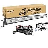 RIGIDON Dreireihige Led lichtleiste kfz mit 12v blitz kabelbaum kit, 52 Zoll 132cm 675W offroad beleuchtung Led bar für Auto SUV ATV, UTV, LKW 4x4, Fahrzeuge, 6000K Weiß draußen scheinwerfer lampe