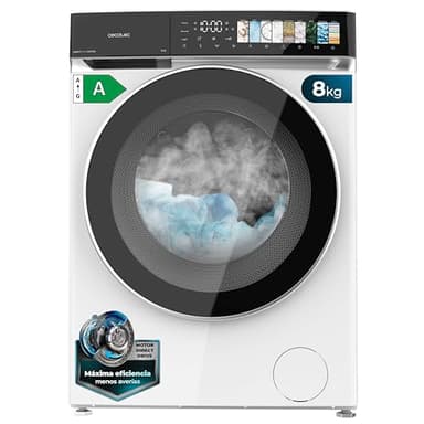 Cecotec Waschmaschine Frontlader Bolero DressCode 8970 Direct Drive. 8kg, Motor Direct Drive, 1400 U/min, 11 Programme, Fullcolor-Display, XXL-Tür, Dampffunktion, Weiß