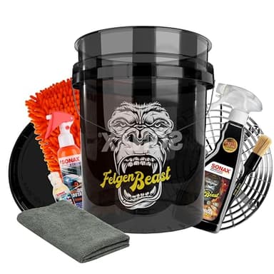 Felgenreiniger Set | Sonax Felgenbeast 500ml + Auto Wascheimer 20l mit Sieb und Deckel + Waschhandschuh + Pinsel + Ceramic Quick Detailer + Ceramic Shampoo + Mikrofasertuch