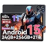 TABWEE W90 Android 15 Tablet 11 Zoll - 24GB RAM+256GB ROM, FHD Großes Display Gaming Tablet, Dual 4G LTE+5G WiFi, Octa Core T615, 8000mAh Akuu, 16MP+8MP KI Kamera, Gemini AI, WideVine L1, TÜV, GPS