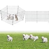 Fiqops Teichzaun Gartenzaun Steckzaun, Zaunelemente metall mit 10 Zaunelemente und 12 Befestigungsstäben, Flexibel und Erweiterbar, Welpenauslauf, Zaun für Hunde (Gerade,Grün)