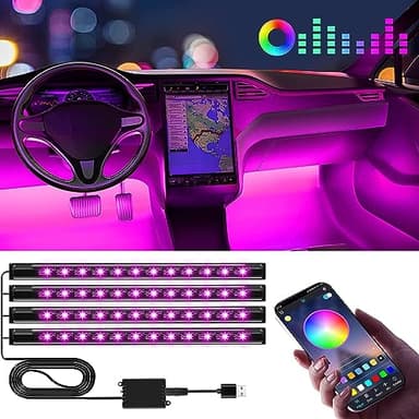 Winzwon Ambientebeleuchtung Auto Zubehör Innenraum,Valentinstag Car Accessories Geschenke für Männer Frauen, Led Innenraumbeleuchtung Auto Gadgets für Deko mit APP Steuerung und 16 Millionen Farben