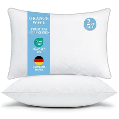 Orange Wave Kopfkissen 40x80 2er Set Kissen - Kissen 40x80 Hotelqualität Mikrofaser Schlafkissen, Weiches Atmungsaktiv Pillow, Oeko-Tex Zertifiziert Bettkissen für Seitenschläfer und Rückenschläfer