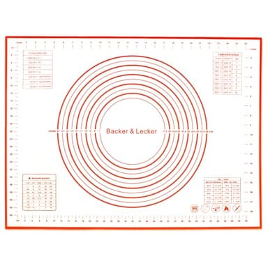 Bäcker & Lecker Silikonmatte Backmatte 50 x 70 CM Backunterlage Silikon Rutschfeste Teigmatte Teigunterlage Antihafte für Fondant Gebäck Pizza BPA Frei