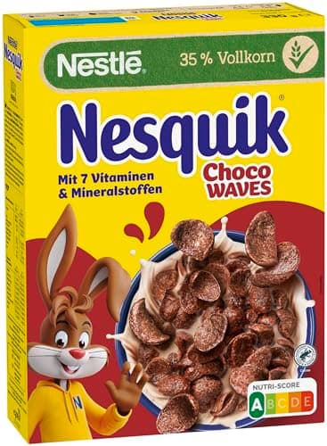 Nestlé Nesquik Choco Waves, Schoko Knusper-Frühstück in Wellenform (33% Vollkorn-Anteil), 1er Pack (1 x 330g)