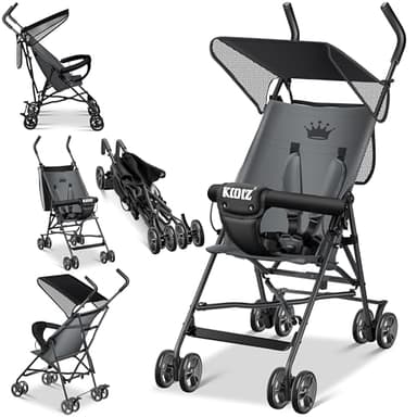KIDIZ® Kinderwagen CITY Buggy Kinderbuggy klappbar Sportwagen Faltbar 360° 4-Zoll-Räder Inkl. Sonnen- und Regenverdeck zusammenklappbar 5-Punkt-Sicherheitsgurt ab 6 Monate, Anthrazit