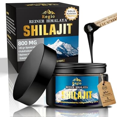Shilajit Original Himalaya - Reines Himalaya Harz mit 75% Fulvosäure & 85+ Mineralien, Hochdosiert & 100% Natürlich, Ohne Zusatzstoffe, Für Männer & Frauen, Energie & Vitalität aus der Natur (60g)