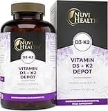 Vitamin D3 20.000 I.E + Vitamin K2 200 mcg Menaquinon MK7 Depot - 180 Tabletten - Ohne unerwünschte Zusätze - Vegetarisch - Hochdosiert