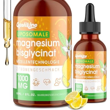 Magnesium-Bisglycinat-Tropfen 1000 mg – 140 mg elementares Magnesium pro Portion – liposomale Micellen-Technologie, Zitronengeschmack | vegan | ohne Gentechnik | glutenfrei | 60 ml