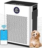 FRESHDEW Luftreiniger Allergiker für Wohnung Raucherzimmer, H13 HEPA Filter, Luftreiniger mit Washbarer Filter, CADR 320m³/h für 130m², Air Purifier für Haustiere, Rauch, Staub, funktioniert mit Alexa