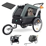 DAISTERN Fahrradanhänger Hunde bis 45KG, 3 in 1 Hundeanhänger Gefedert für Fahrrad & Hundebuggy mit Bequemes Sitzkissen, Verdicktes Oxford-Gewebe, Mehrfach-Bremse, Anhängerkupplung für Fahrrad E-Bike