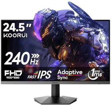 KOORUI 24 Zoll Gaming Monitor,Full HD 240Hz Bildschirm, 24.5 1920 x 1080 Rapid IPS Panel,Oc to 260Hz,DisplayPort 1.4 & HDMI 2.0,HDMI 2.0-Kabel,HDR400,Schwarz