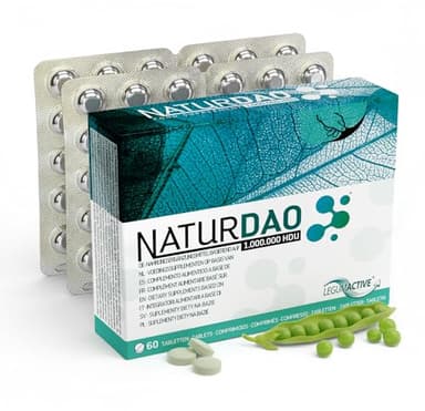 NATURDAO® DAO Enzym - 3.000.000 HDU pro Tag - perfekte Dosierung mit 1.000.000 HDU pro Tablette (1 bis 3 Tabletten/Tag) - 100% veganes DAO - 60 DAO-Tabletten