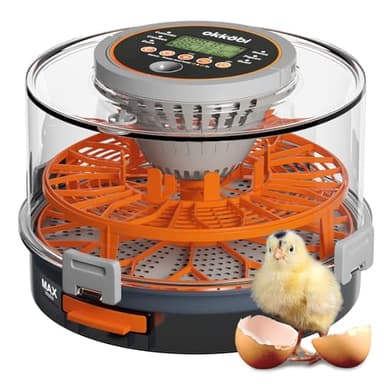 Brutautomat vollautomatisch Okköbi – Inkubator für 12 oder 20 Eier – Brutmaschine mit automatischem Wenden und Feuchtigkeitsregelung – Eier testen mit integrierter Lampe – einfach zu bedienen