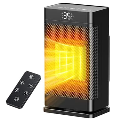 Mowend Keramik Heizlüfter, 1500W Elektroheizer mit Thermostat & PTC-Keramik-Heizlüfter, ECO-Modus, Überhitzungs & Kippschutz, 75°Oszillation 2-IN-1 Energiesparender Heizlüfter für den Innenbereich