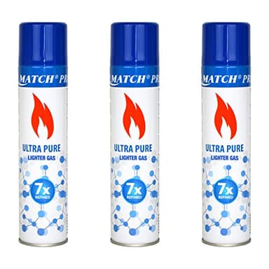 3X 300 ml Feuerzeuggas zum Nachfüllen mit Adaptern | Butangas für Flammbierbrenner | Sturmfeuerzeuge | Stabfeuerzeug | Feuerzeug Gas Nachfüller