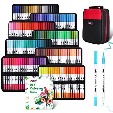 ZSCM 160 Farben Dual Brush Pens Künstlerbedarf, Fine Brush Tip Farbstift für Malbücher für Erwachsene, Künstler-Zeichenset, Journalstifte für das Schreiben von Aufzählungszeichen