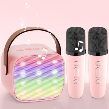 Karaoke Maschine mit 2 Karaoke Mikrofonen Geschenk Mädchen: [Premiumversion] Mini Karaoke Maschine Kinder mit Mikrofon Kindertag Geschenk Spielzeug 3-12 Jahre - Geburtstagsgeschenk MusikLautsprecher