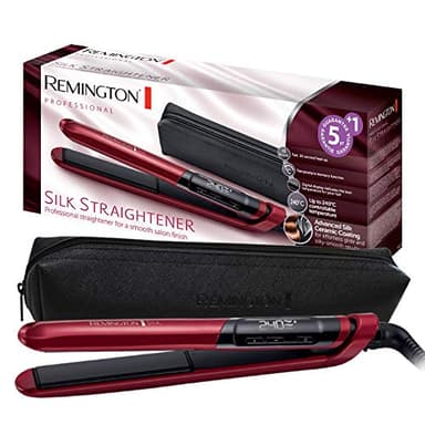 Remington Glätteisen Silk (Doppelschicht-Keramikbeschichtung mit Seidenproteinen für samtig glatte & glänzende Haare) LCD-Display, 150-235°C, für max. 30 Sek 240°C, Haarglätter S9600