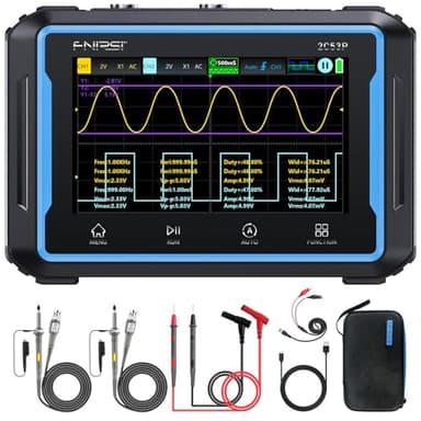 FNIRSI 2C53P Handheld Tablet Oszilloskop, Multimeter, DDS-Signalgenerator 3IN1, 2-Kanal Automobil Oszilloskop Multimeter mit 50MHz Bandbreite, 19999 Zählungen, 250MS/s Abtastung, 4,3-Zoll-Touchscreen