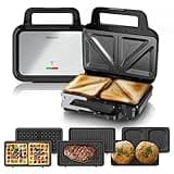 Arendo - 4 in 1 Sandwichmaker mit Wechselplatten - Waffeleisen doppelt - Panini Maker Kontaktgrill - Antihaftbeschichtung - BPA und PFOA frei - Temperaturkontrolle – Sandwich Maker - Sandwichtoaster