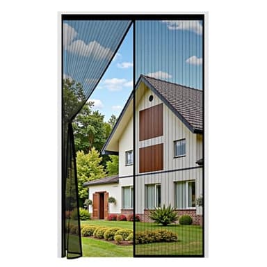 Auxmir Fliegengitter Balkontür Magnet, Insektenschutz Fliegenvorhang 90x220cm, Extra Starke Magnete, Verdickt Magnetvorhang ohne Bohren für Balkontür Wohnzimmer Terrassentür, Schwarz