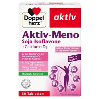 Doppelherz Aktiv-Meno - Für die Frau in den Wechseljahren - Mit pflanzlichen Soja-Isoflavonen, Calcium und Vitamin D3-30 Tabletten