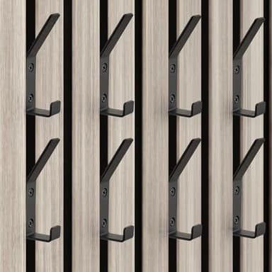Haken für Akustikpaneele - 10 Stück Garderobenhaken Schwarz, Hakenleiste Mit Gummistopfen und Schrauben, Schwerlaste für Akustikpaneele Badezimmer Schlafzimmer Wohnzimmer Tür, Aluminium Wandhaken