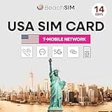 beachsim Prepaid USA SIM-Karte 14 Tage. Unbegrenzte 5G-Daten, Anrufe und SMS. T-Mobile-Netz. Hotspot-fähig. iOS & Android kompatibel.