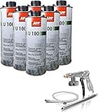 APP U100 Unterbodenschutz Schwarz + Pistole im Set - bitumenfreier überlackierbarer Schutz für den Fahrzeug-Unterboden auf Kautschuk-Basis (6 KG UBS schwarz + Pistole)